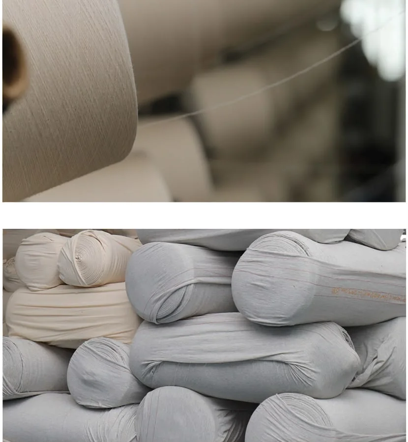 Close view of yarn cones and prepared rolls