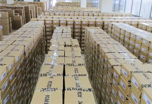 Finished garment cartons organized for shipment